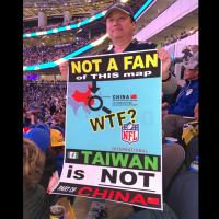 Taiwanese fans protest NFL map at LA Rams game