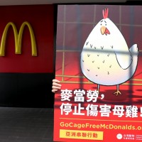 Taiwan activists join campaign asking McDonald’s to drop cage eggs