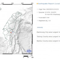 Shallow magnitude 3.5 earthquake jolts south Taiwan