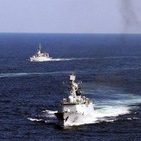 Chinese Navy ships pass between northeast Taiwan and Japanese island