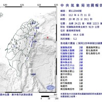台灣11日晚間發生規模5.2顯著有感地震　日本北海道稍早傳6.2強震