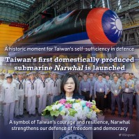 Photo of the Day: Taiwan president christens 1st indigenous submarine
