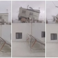 Watch rooftop shed blown away by Typhoon Koinu in south Taiwan