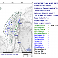 Magnitude 5.4 earthquake strikes off Taiwan's east coast
