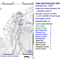 Magnitude 5.0 earthquake rocks northeast Taiwan