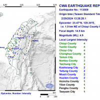 Magnitude 4.9 earthquake rattles southwest Taiwan