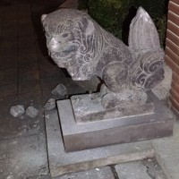 Century-old lion-dog statue destroyed by ex-councilor